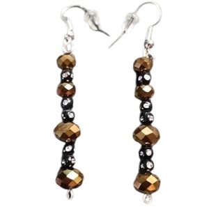 Black and Bronze Beaded Earrings Elegant